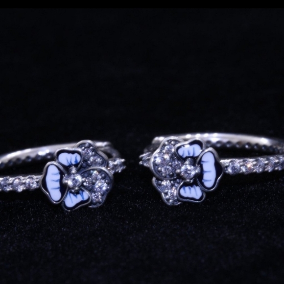 Pandora Jewelry New Pandora Blue Pansy Flower Earrings Poshmark
